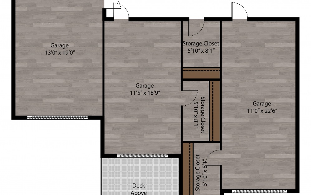 The Cypress - 2 bedroom floorplan layout with 2 baths and 1090 square feet. (2D)