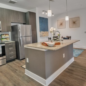 Well-lit kitchen with ample counter space Well-lit kitchen with ample counter space